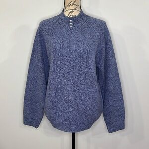 Vintage Karen Scott cable front sweater with pearl accent XLP